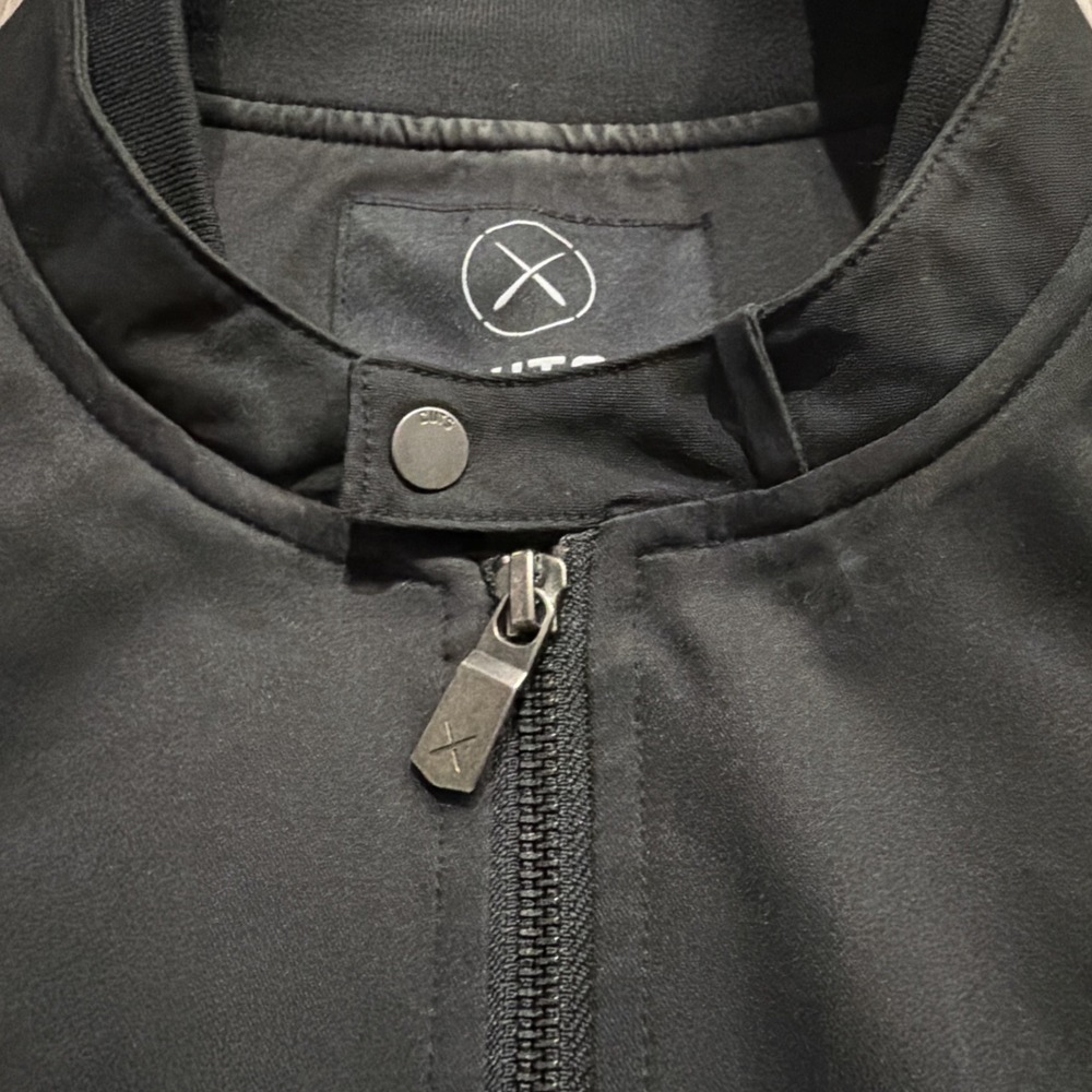NWOT Cuts Clothing Legacy Bomber Jacket Men's Medium Solid Black $275 Retail - Picture 2 of 15